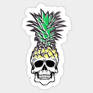 Pineapple Skull Head Combination Vintage Sticker